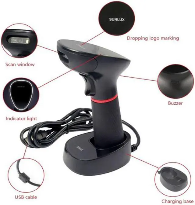 Alt view image 2 of 2 - Sunlux 2D wilreless Barcode Scanner XL-9610