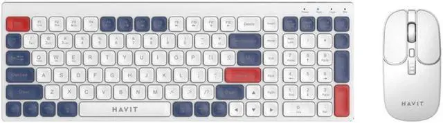 Alt view image 3 of 3 - Havit KB830WB Dual-Mode Wireless 2.4Ghz + Bluetooth V5.1 keyboard and Mouse Combo Set_White
