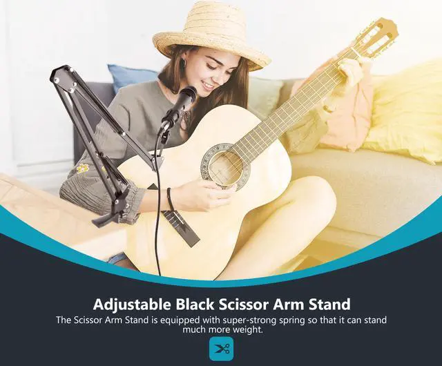 Alt view image 7 of 7 - NEEWER Adjustable Microphone Suspension Boom Scissor Arm Stand, Max Load 1 KG Compact Mic Stand for Radio Broadcasting, Voice-Over, Stage and TV Stations, Compatible with Blue Yeti Snowball Yeti X,etc