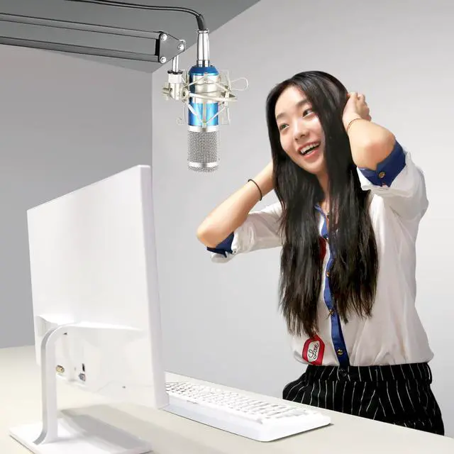 Alt view image 7 of 7 - Neewer® NW-800 Microphone Set Including (1)NW-800 Professional Condenser Microphone + (1)Microphone Shock Mount + (1)Ball-type Anti-wind Foam Cap + (1)Microphone Power Cable (Blue)
