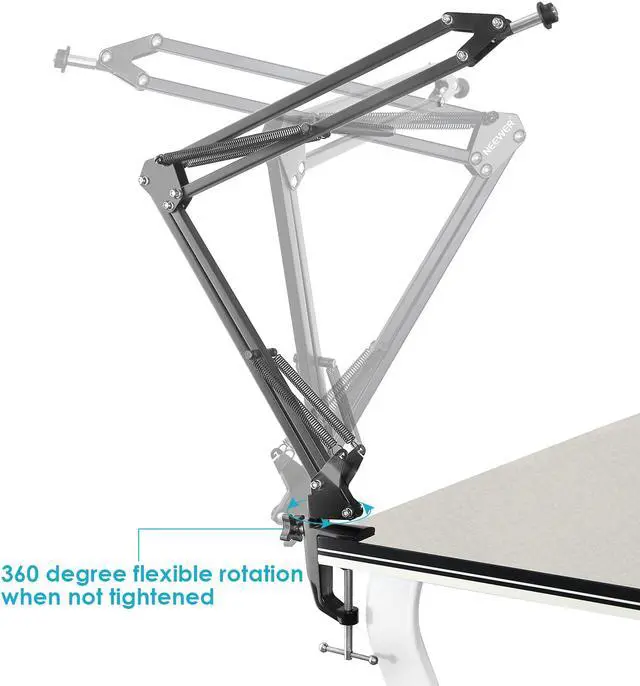 Alt view image 5 of 7 - Neewer Microphone Adjustable Suspension Boom Scissor Arm Stand with Desktop Table Mounting Clamp for Samson Blue Snowball SM7 AT2020, Max Load Capacity 2.2 pounds/1 kilogram (Black)