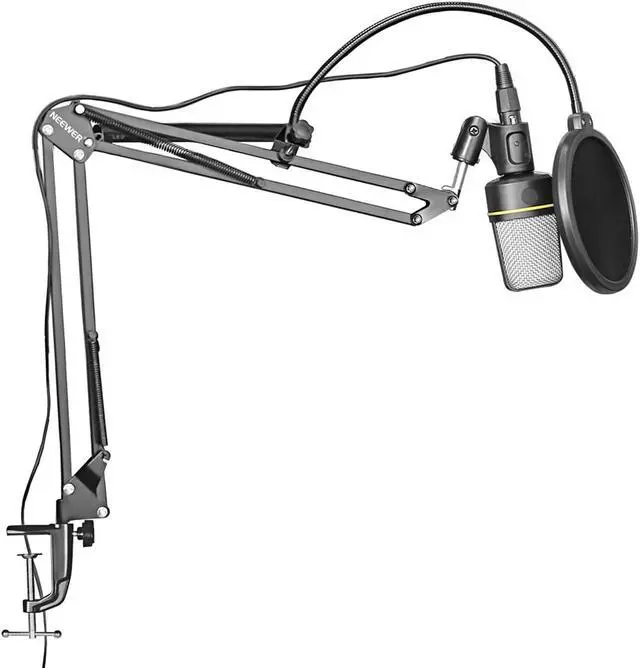 Alt view image 7 of 7 - Neewer Microphone Adjustable Suspension Boom Scissor Arm Stand with Desktop Table Mounting Clamp for Samson Blue Snowball SM7 AT2020, Max Load Capacity 2.2 pounds/1 kilogram (Black)