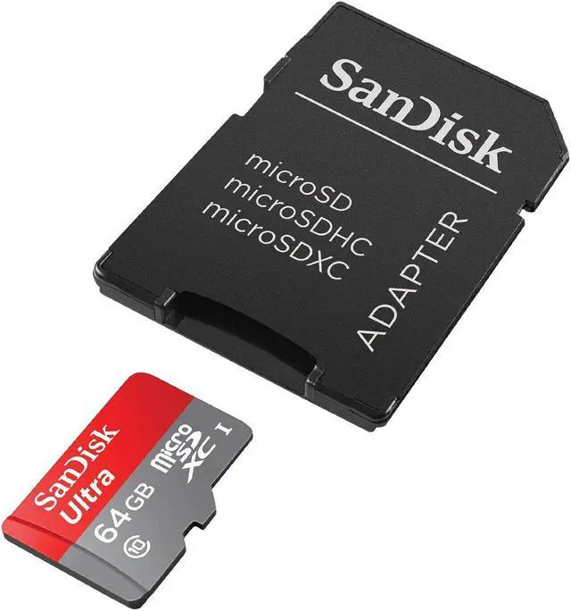 Alt view image 5 of 7 - SanDisk 64GB Micro SDHC Flash Card w/ Adapter Model SDSDQUA-064G