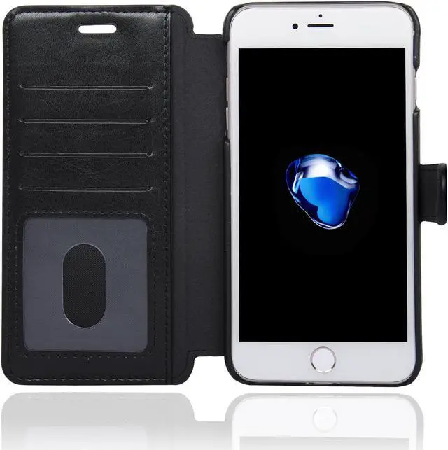 Alt view image 3 of 7 - NAVOR Fashion Design Ultra Slim & Light Flip Wallet case with Apple Window View for iPhone 7 Plus  -Black (IP7PZS2BK)