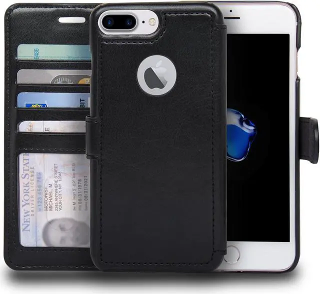 Main image of NAVOR Fashion Design Ultra Slim & Light Flip Wallet case with Apple Window View for iPhone 7 Plus  -Black (IP7PZS2BK)