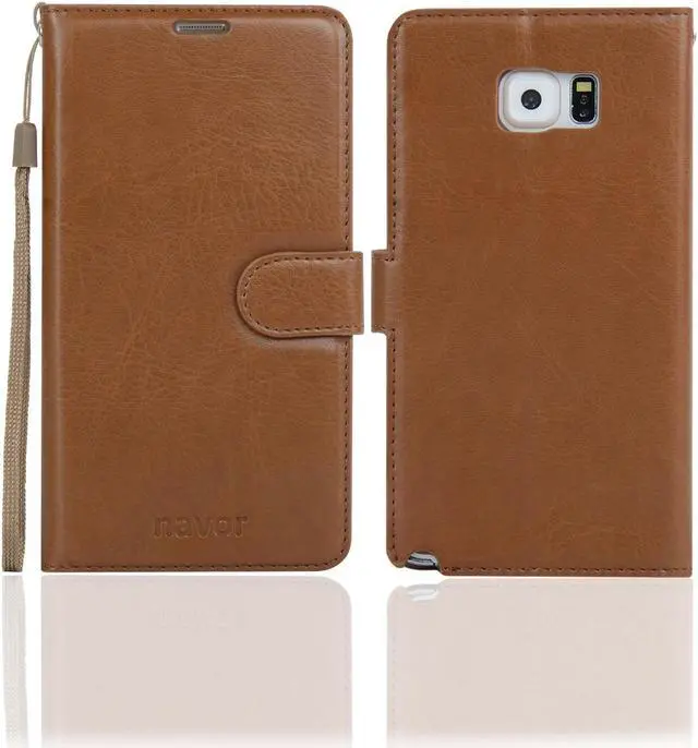 Alt view image 2 of 4 - Samsung Galaxy Note 5 Case NAVOR®  Wallet Case Card Slots, Money Pocket - Brown