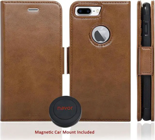 Alt view image 2 of 8 - Navor  Car Mount and iPhone 7 Plus Detachable Magnetic Housing Wallet Case [RFID Protection] [Apple Logo Hole] [Vajio Se