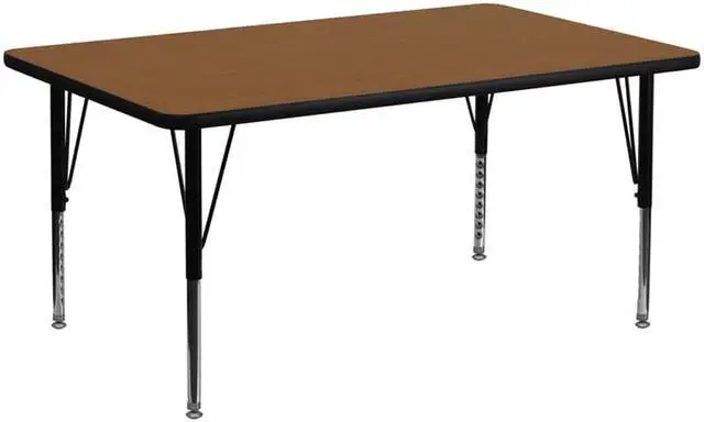 Main image of Flash Furniture XU-A3060-REC-OAK-H-P-GGRectangular Activity Table with High Pressure Oak Laminate Top/Height Adjustable Pre-School Legs