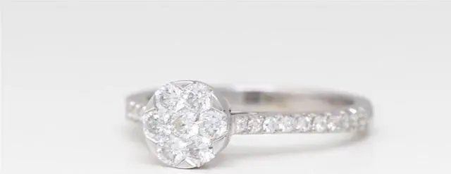 Alt view image 4 of 4 - 18k White Gold Round Diamond Setting Multi-Stone Set Shank Set Engagement Ring (0.71 Ct G Color SI2 Clarity)