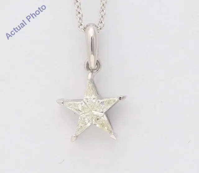 Main image of 18k White Gold Kite Diamond Setting Multi-Stone Set Pentagram Star Necklace (0.24 Ct,J Color,SI2 Clarity)