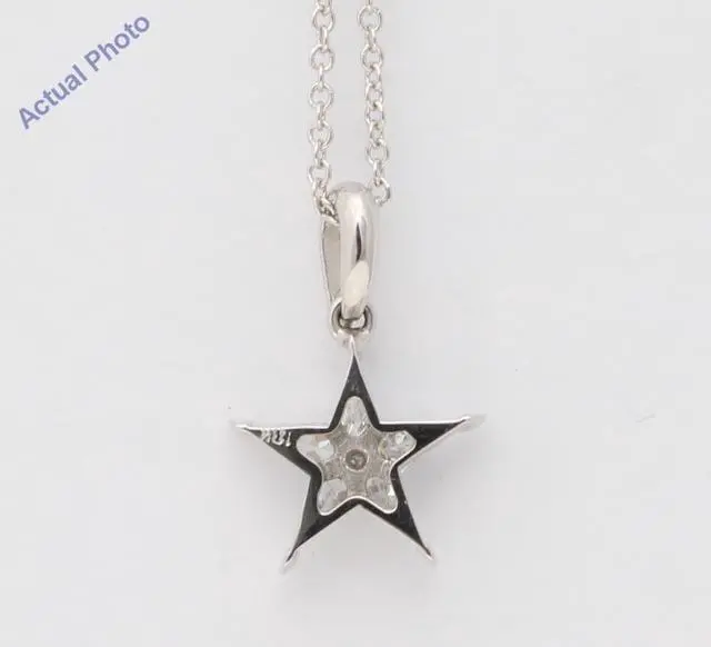 Alt view image 4 of 4 - 18k White Gold Kite Diamond Setting Multi-Stone Set Pentagram Star Necklace (0.32 Ct,G Color,SI2 Clarity)