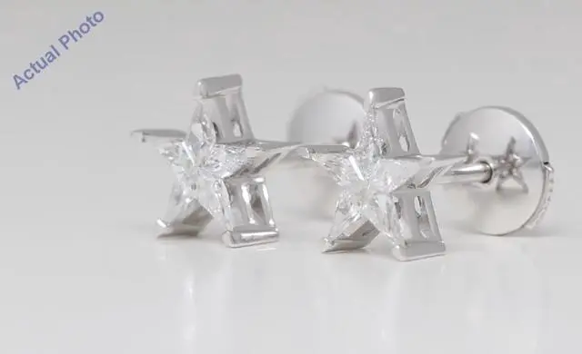 Alt view image 4 of 4 - 18k White Gold Kite Diamond Setting Multi-Stone Set Pentagram Star Earrings (0.36 Ct,G Color,SI2 Clarity)