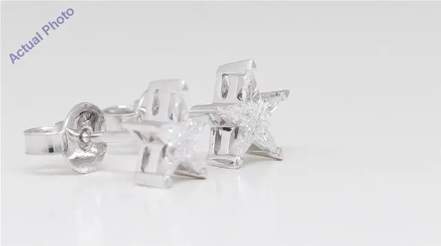 Alt view image 3 of 5 - 18k White Gold Kite Diamond Setting Multi-Stone Set Pentagram Star Earrings (0.29 Ct,H Color,VS Clarity)