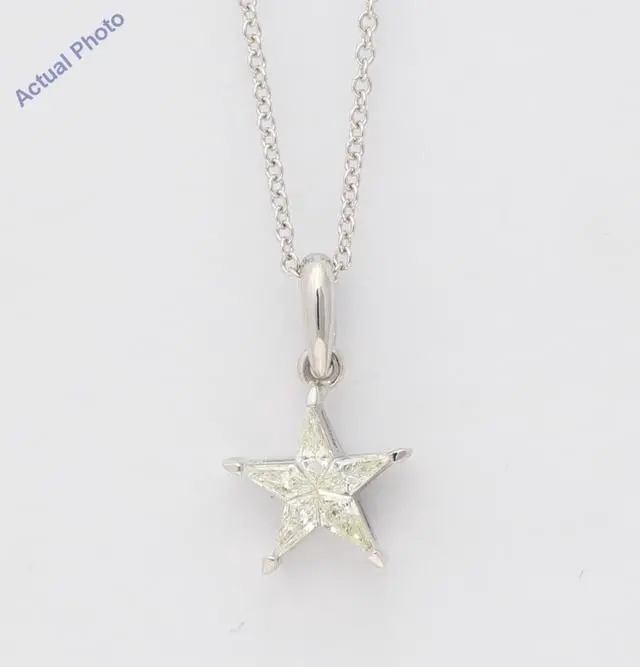 Alt view image 2 of 3 - 18k White Gold Kite Diamond Setting Multi-Stone Set Pentagram Star Necklace (0.24 Ct,J Color,SI2 Clarity)