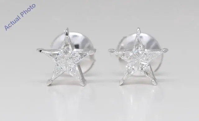 Main image of 18k White Gold Kite Diamond Setting Multi-Stone Set Pentagram Star Earrings (0.36 Ct,G Color,SI2 Clarity)