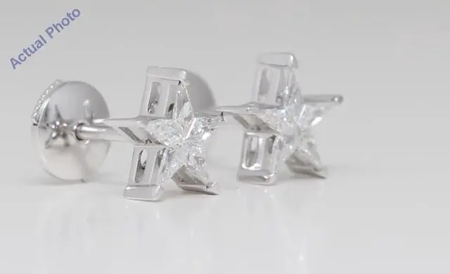 Alt view image 3 of 4 - 18k White Gold Kite Diamond Setting Multi-Stone Set Pentagram Star Earrings (0.36 Ct,G Color,SI2 Clarity)