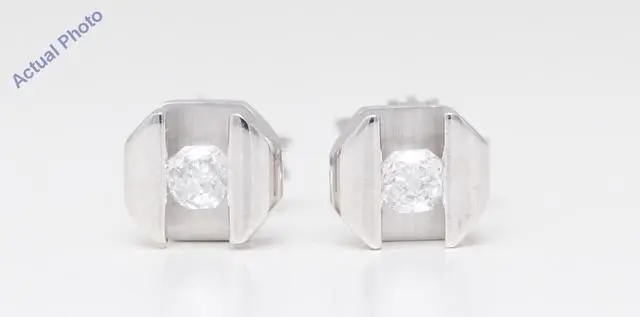Main image of 18k White Gold Baroness Radiant Diamond Tension Set Geometric Art-Deco Studs (0.22 Ct G VS Clarity)