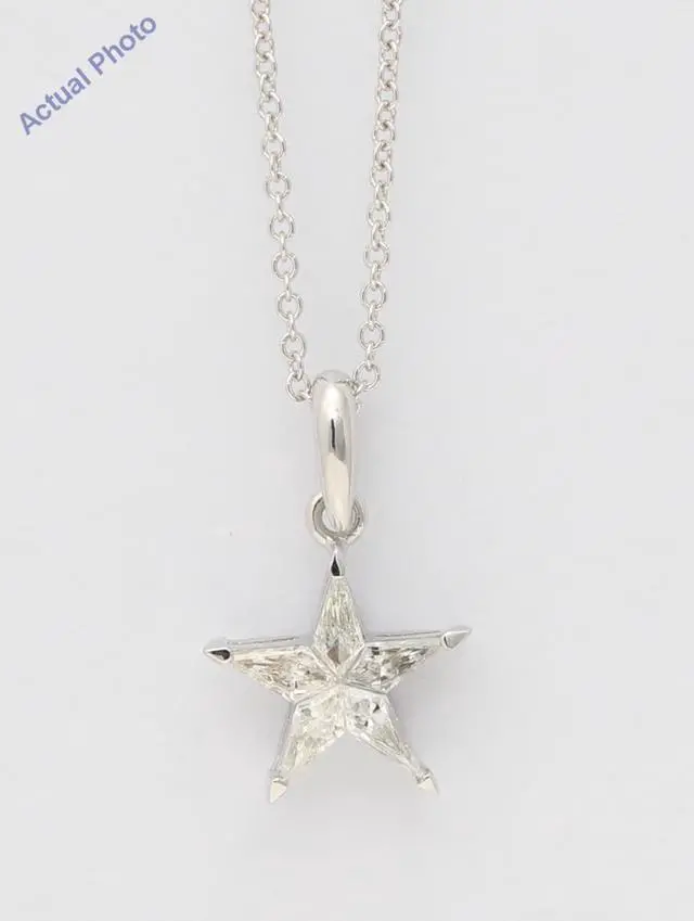 Alt view image 3 of 4 - 18k White Gold Kite Diamond Setting Multi-Stone Set Pentagram Star Necklace (0.29 Ct,J Color,SI1 Clarity)
