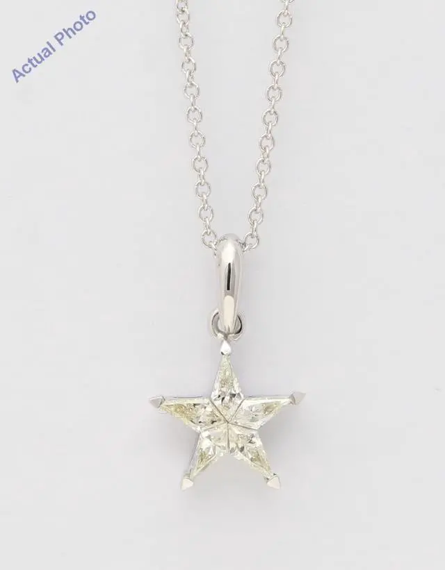 Alt view image 3 of 4 - 18k White Gold Kite Diamond Setting Multi-Stone Set Pentagram Star Necklace (0.36 Ct,J Color,VS Clarity)