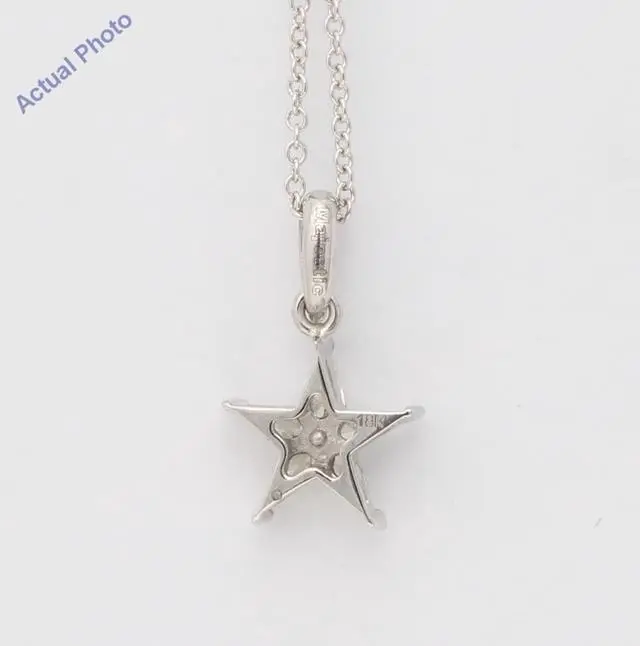 Alt view image 3 of 3 - 18k White Gold Kite Diamond Setting Multi-Stone Set Pentagram Star Necklace (0.24 Ct,J Color,SI2 Clarity)