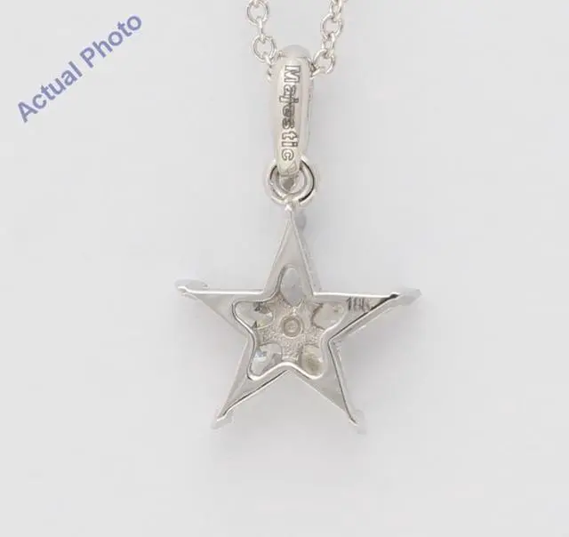 Alt view image 4 of 4 - 18k White Gold Kite Diamond Setting Multi-Stone Set Pentagram Star Necklace (0.29 Ct,J Color,SI1 Clarity)