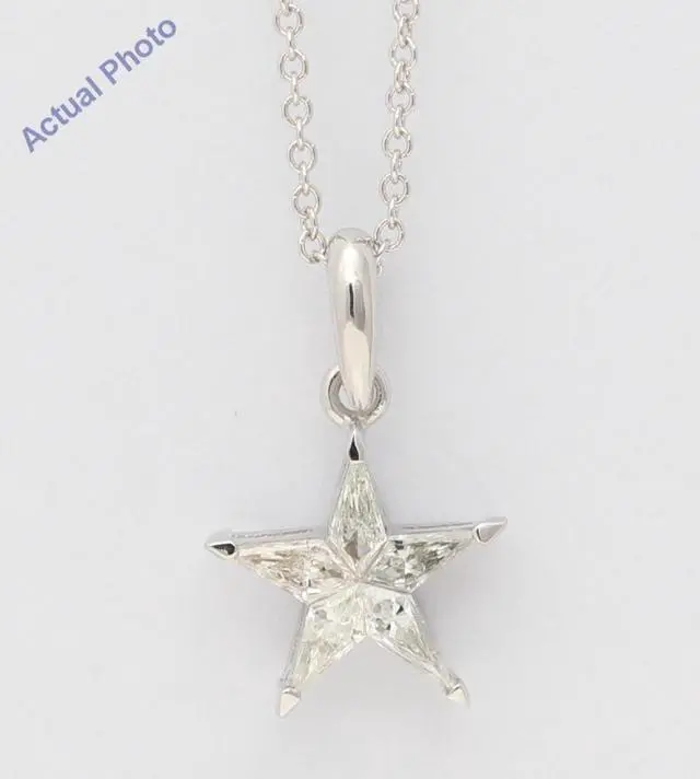 Main image of 18k White Gold Kite Diamond Setting Multi-Stone Set Pentagram Star Necklace (0.29 Ct,J Color,SI1 Clarity)