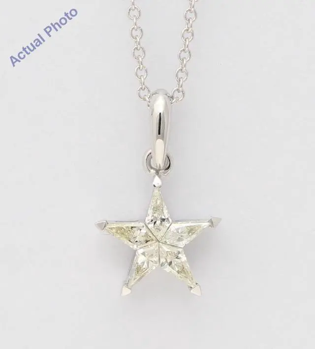 Main image of 18k White Gold Kite Diamond Setting Multi-Stone Set Pentagram Star Necklace (0.36 Ct,J Color,VS Clarity)