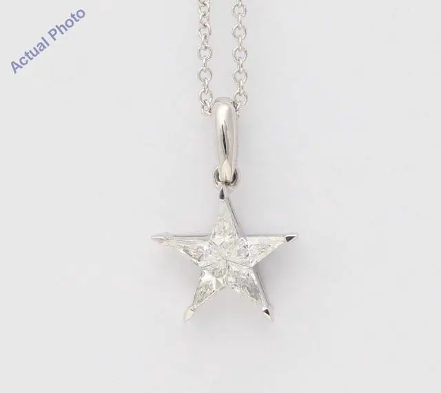Main image of 18k White Gold Kite Diamond Setting Multi-Stone Set Pentagram Star Necklace (0.32 Ct,G Color,SI2 Clarity)