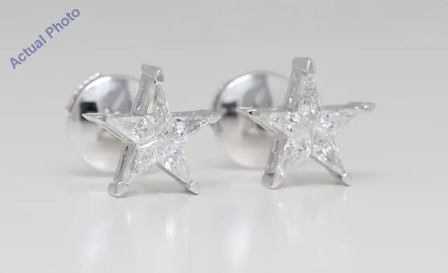 Alt view image 2 of 4 - 18k White Gold Kite Diamond Setting Multi-Stone Set Pentagram Star Earrings (0.36 Ct,G Color,SI2 Clarity)