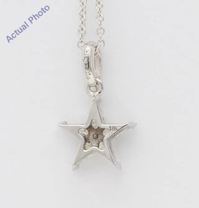Alt view image 4 of 4 - 18k White Gold Kite Diamond Setting Multi-Stone Set Pentagram Star Necklace (0.36 Ct,J Color,VS Clarity)