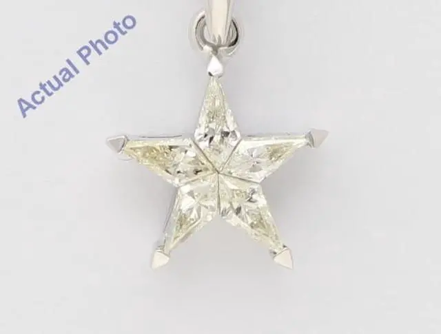 Alt view image 2 of 4 - 18k White Gold Kite Diamond Setting Multi-Stone Set Pentagram Star Necklace (0.36 Ct,J Color,VS Clarity)