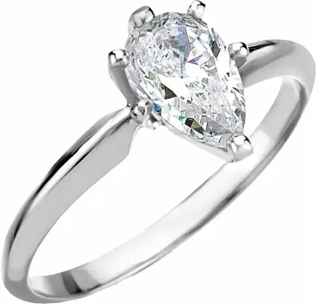Main image of Pear Diamond Solitaire Engagement Ring,14k White Gold (1.53 Ct,K Color,VS2 Clarity) GIA Certified