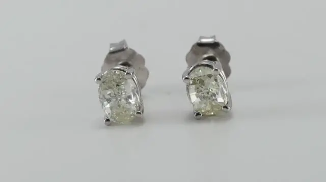 Main image of Oval Millennial Sunrise (Branded Shape) Diamond Stud Earrings 14k White Gold (1.15 Ct,J-K Color,VS Clarity)