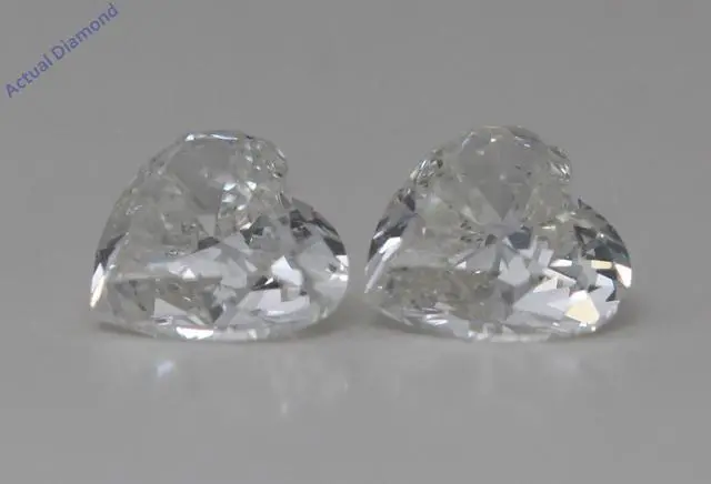 Alt view image 2 of 2 - Heart Natural Mined Diamond Stud Earrings 14k White Gold (0.92 Ct,I Color,SI1-SI2 Clarity)