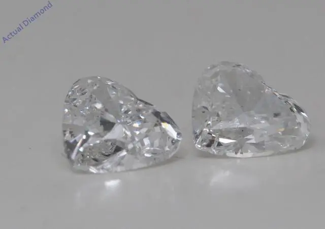 Alt view image 4 of 4 - A Pair of Heart Cut Natural Mined Loose Diamonds (0.93 Ct,G Color,SI1 Clarity)