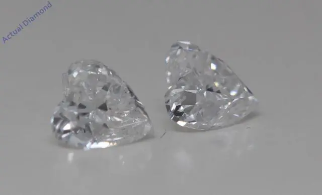 Alt view image 2 of 4 - A Pair of Heart Cut Natural Mined Loose Diamonds (0.8 Ct,F Color,SI1-SI2 Clarity)