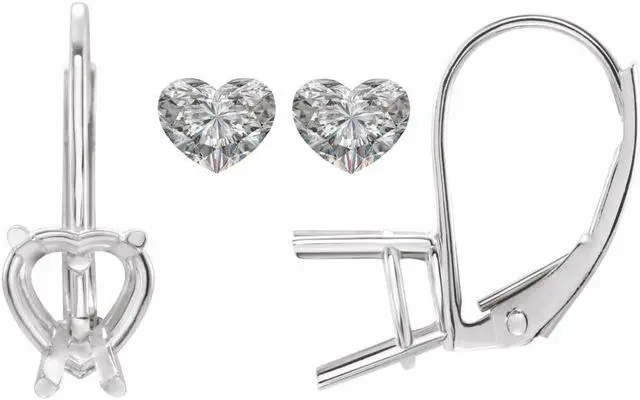 Main image of Heart Natural Mined Diamond Lever Back Earrings 14k White Gold (1.06 Ct,H Color,VS2-SI1 Clarity)
