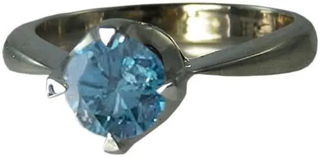 Alt view image 2 of 5 - Round Diamond Solitaire Engagement Ring 14k White Gold 0.71 Ct, (Sky Blue(Color irradiated) Color, I1 Clarity)