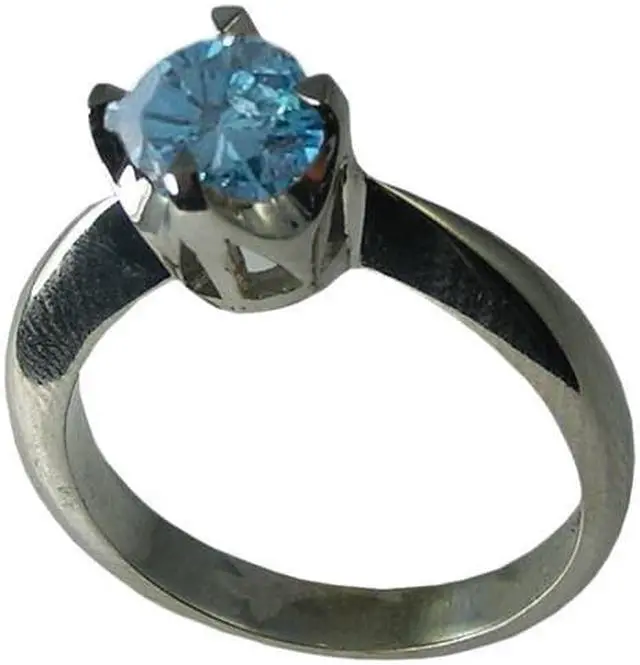 Main image of Round Diamond Solitaire Engagement Ring 14k White Gold 0.71 Ct, (Sky Blue(Color irradiated) Color, I1 Clarity)
