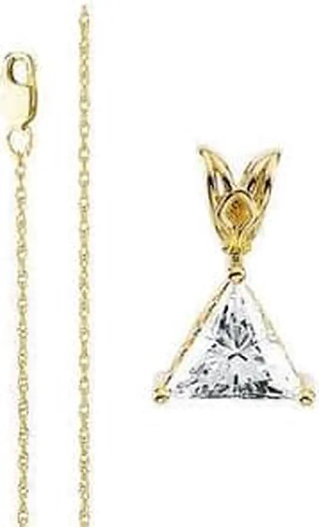 Main image of Triangle Diamond Solitaire Pendant Necklace 14k Yellow Gold (0.54 Ct, H Color, SI1 Clarity)