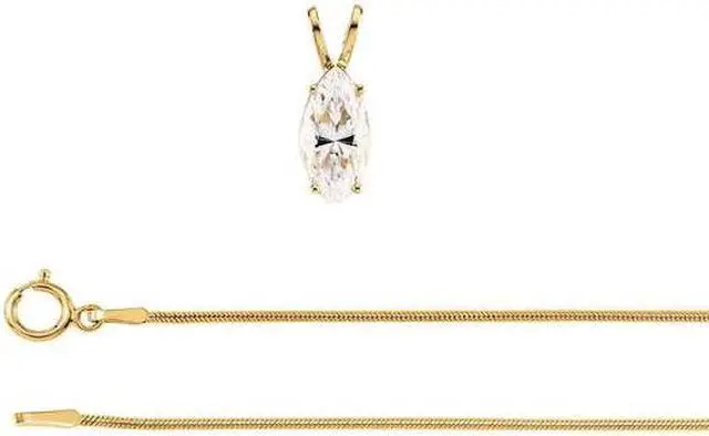 Main image of Marquise Diamond Solitaire Pendant Necklace 14K Yellow Gold (0.63 Ct, G Color, I1 Clarity)