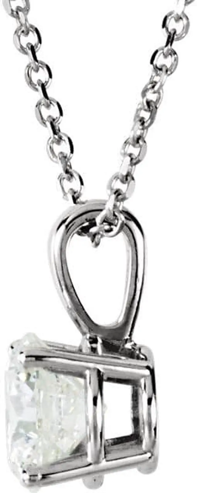 Alt view image 2 of 3 - Round Diamond Solitaire Pendant Necklace 14K White Gold (0.47 Ct, I Color, VS2 Clarity)