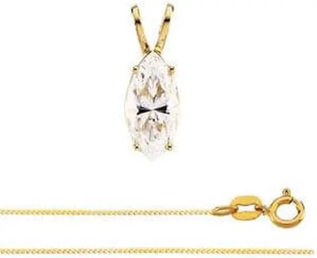 Main image of Marquise Diamond Solitaire Pendant Necklace 14k Yellow Gold (0.98 Ct, E, I1 GIA Certified)