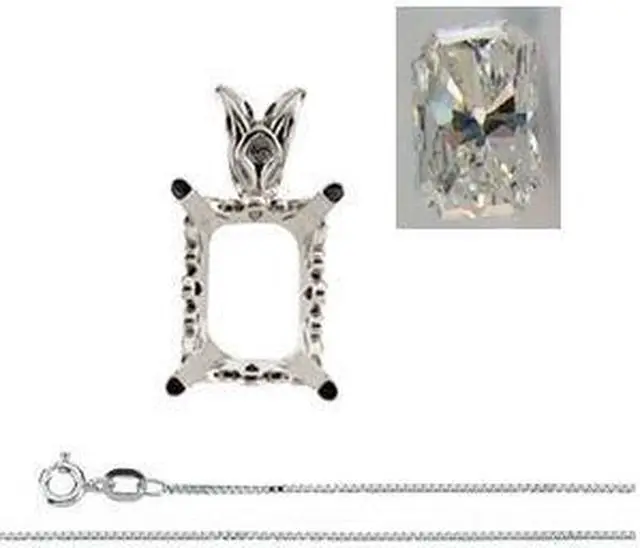Alt view image 2 of 4 - Princess Diamond Solitaire Pendant Necklace 14K White Gold (0.79 Ct, I Color, I1(Clarity Enhanced) Clarity)