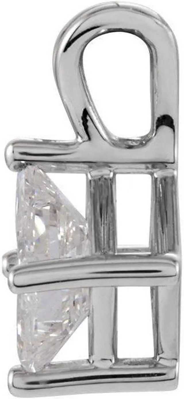 Alt view image 3 of 4 - Princess Diamond Solitaire Pendant Necklace 14K White Gold (0.79 Ct, I Color, I1(Clarity Enhanced) Clarity)