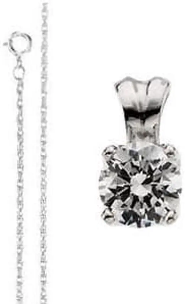 Main image of Round Diamond Solitaire Pendant Necklace 14K (0.47 Ct, I Color, I1(Clarity Enhanced) Clarity)