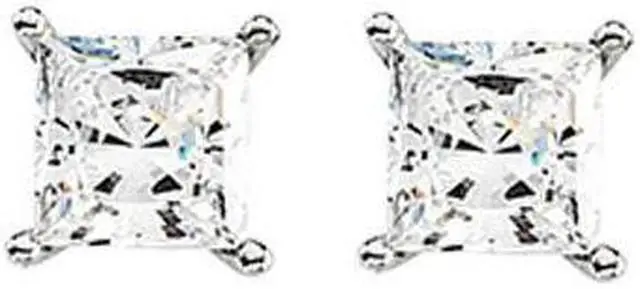 Main image of 14k White Gold Princess Diamond Stud Earrings (1/2 Ct H-I I1-I2)