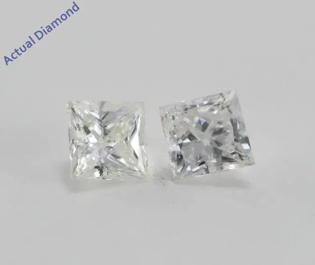 Alt view image 2 of 4 - 14k White Gold Princess Diamond Stud Earrings (1/2 Ct H-I I1-I2)