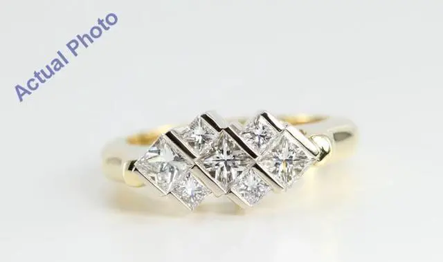 Main image of 18k Yellow Gold Invisible Setting Princess Cut Diamond Multi-stone Engagement Ring (1.15 Ct, G-H Color, VS Clarity)