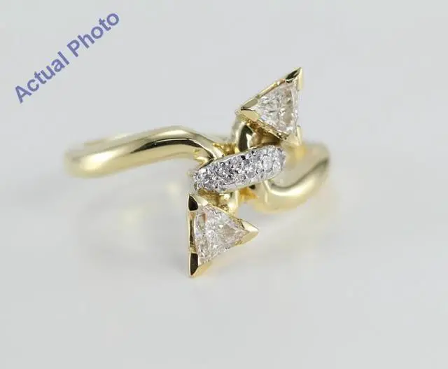Main image of 18k Yellow Gold Triangle and Round Cut Diamond Engagement Ring (0.56 Ct, I Color, VS Clarity)